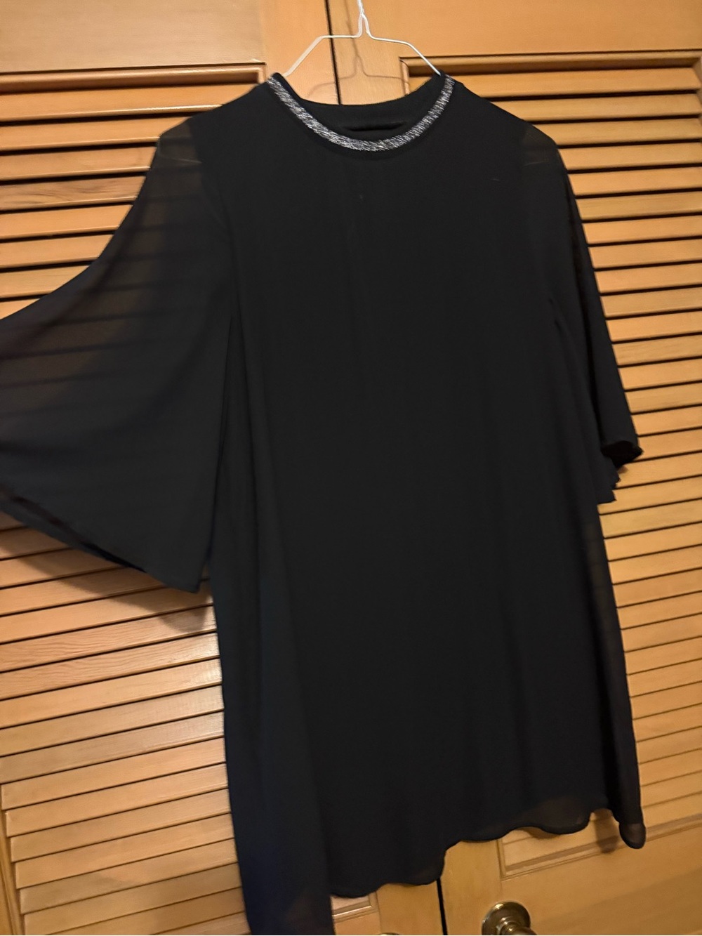 Zara Black Mini Dress with Beaded Neckline